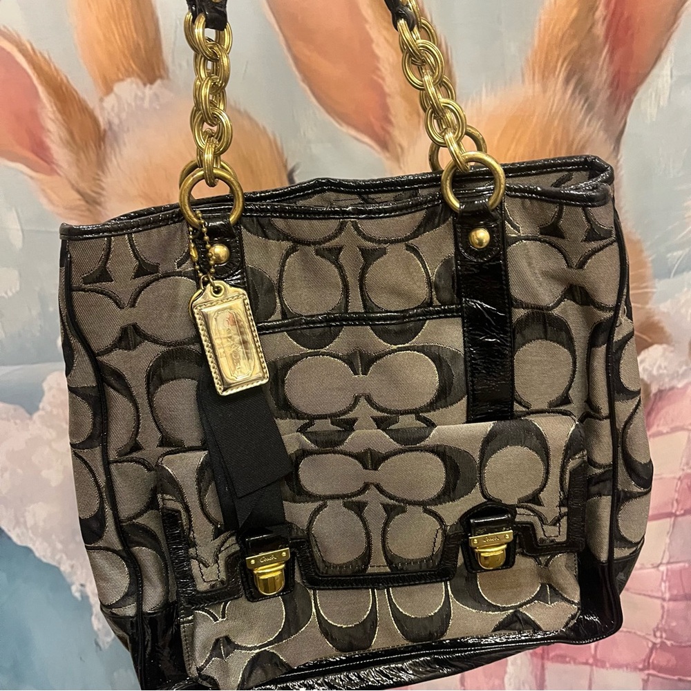 Coach Poppy Lurex Signature Tote/Shoulder Bag